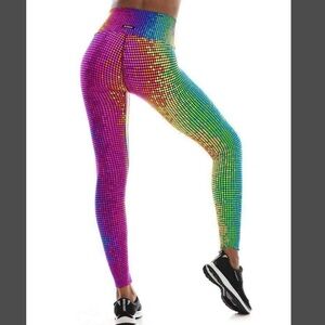 K-DEER Vibrant Multicolor Grid Leggings